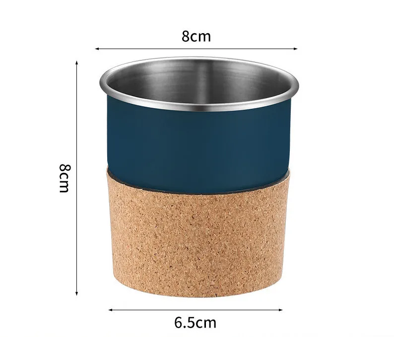 300ml Outdoor Camping Stainless Steel Cup with Cork Sleeve
