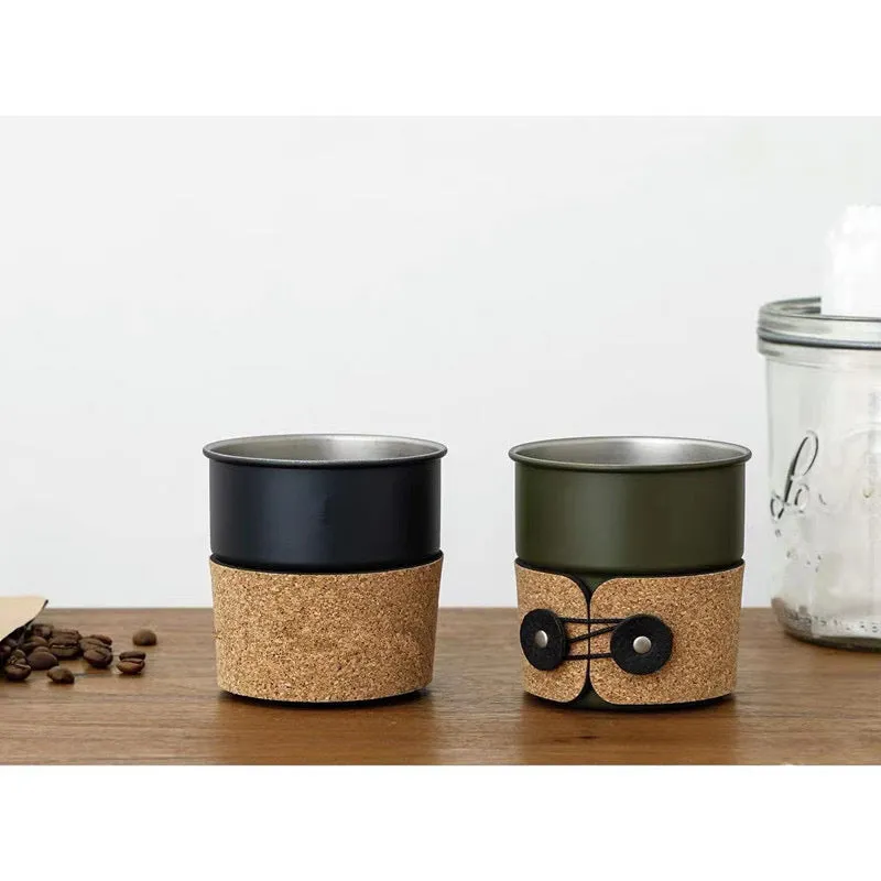300ml Outdoor Camping Stainless Steel Cup with Cork Sleeve
