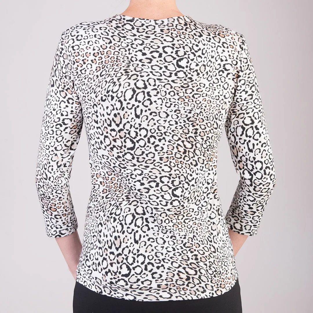 3/4 Sleeve Knit Tee in Belluno Leo Sand