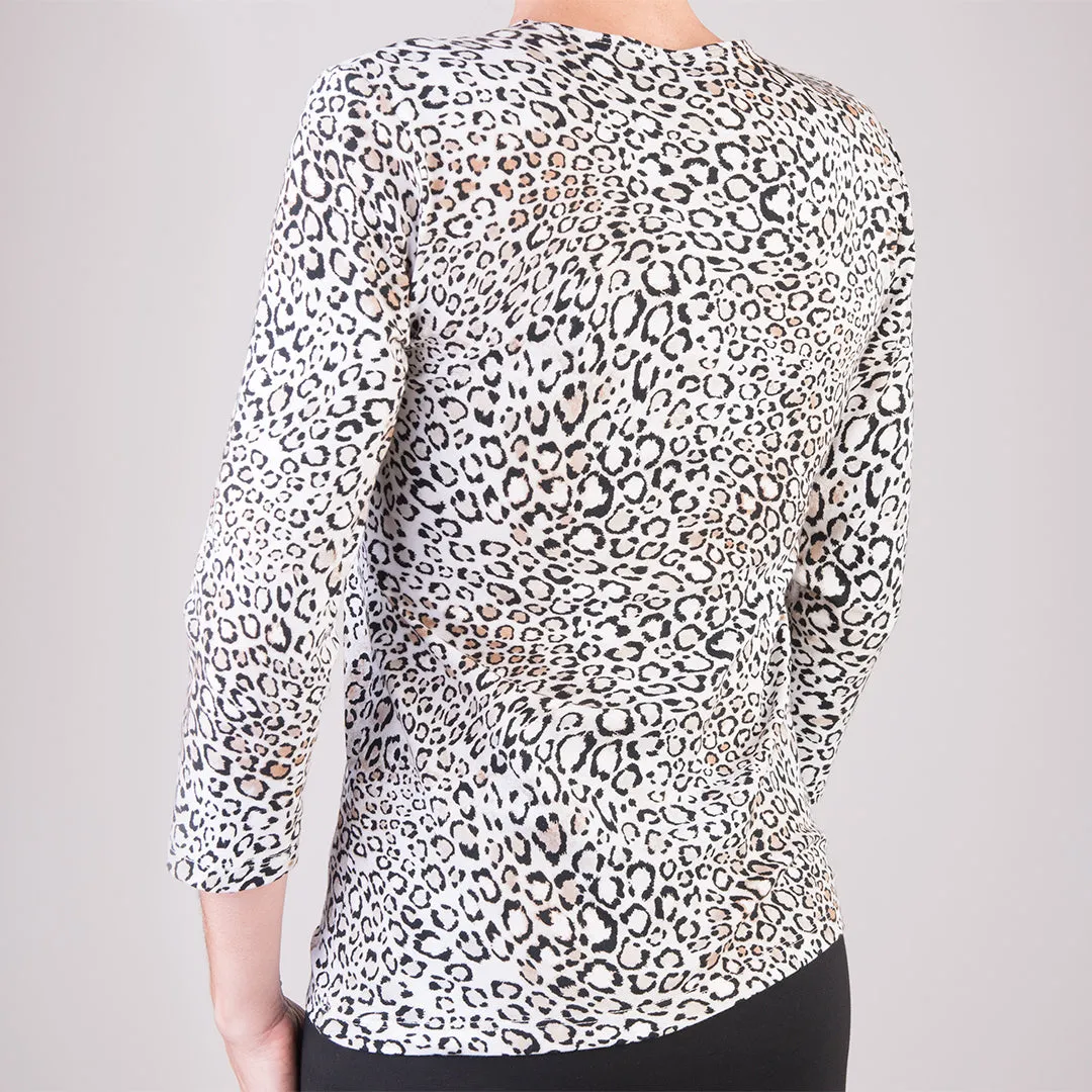 3/4 Sleeve Knit Tee in Belluno Leo Sand