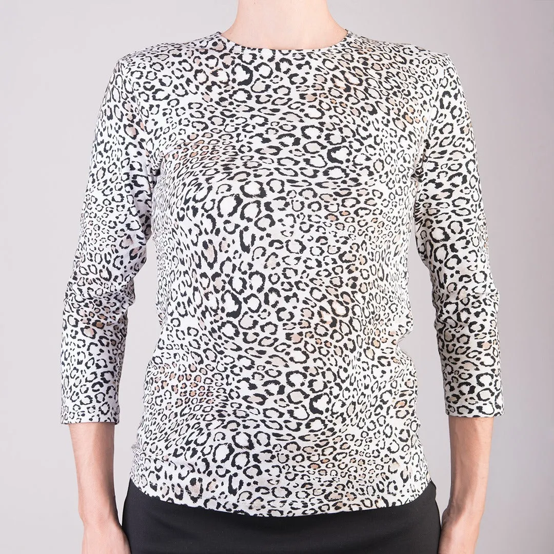 3/4 Sleeve Knit Tee in Belluno Leo Sand