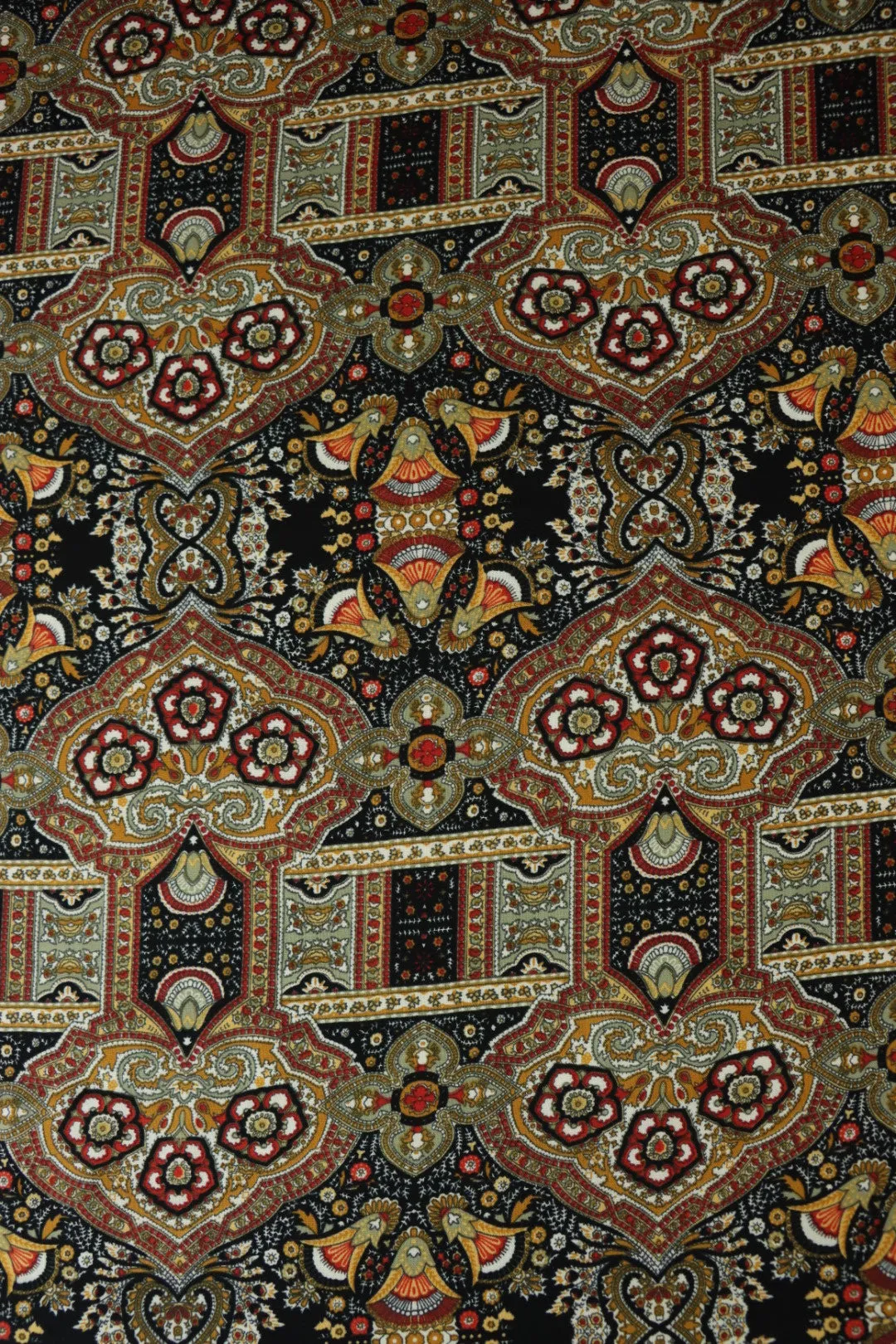 4YD 16IN REMNANT; Ornate Floral Rayon Challis