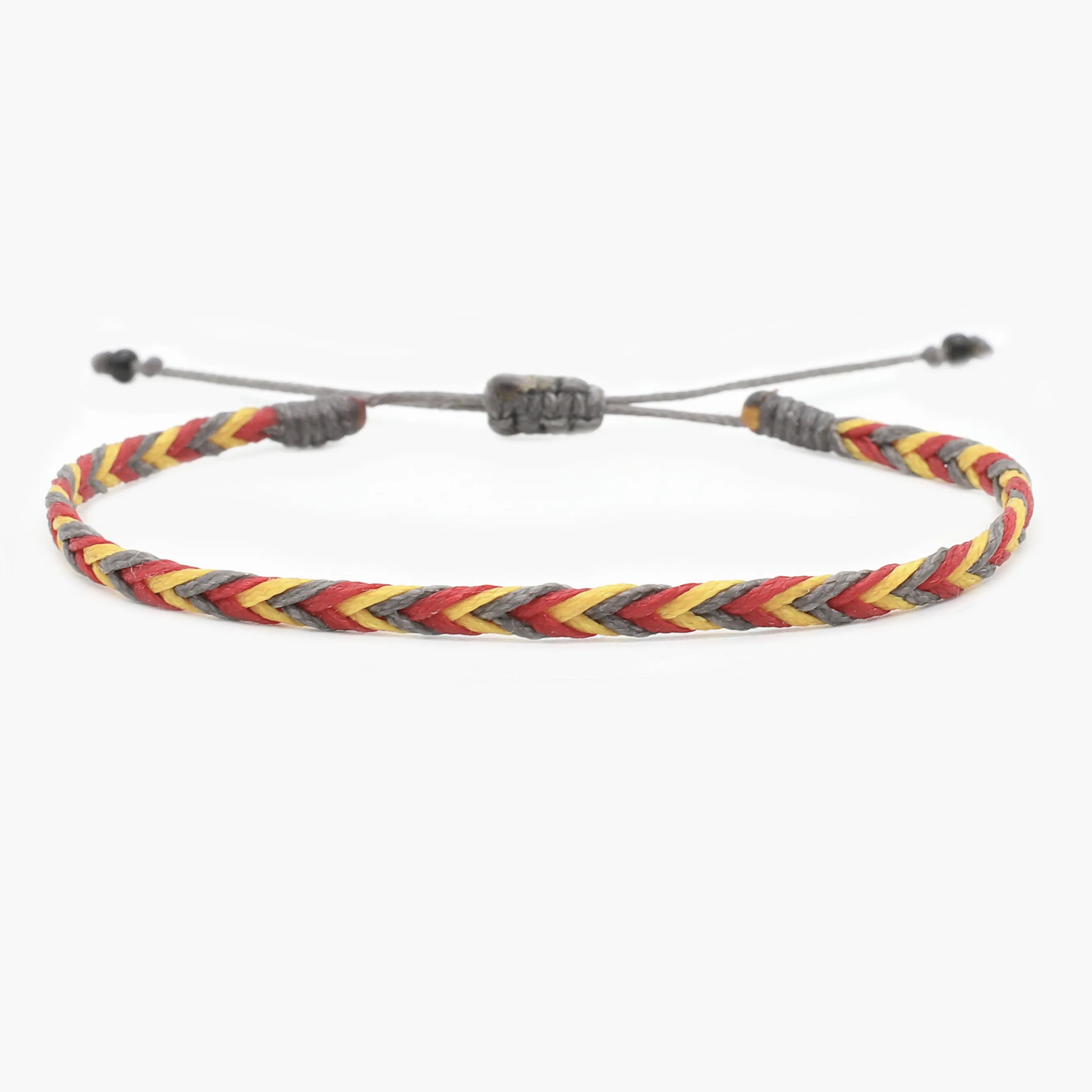 Adjustable Mini Braided Bracelet (Grey/Red)