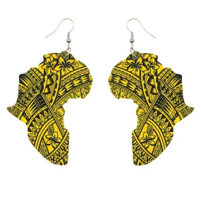 African Continent shaped Earrings Yellow