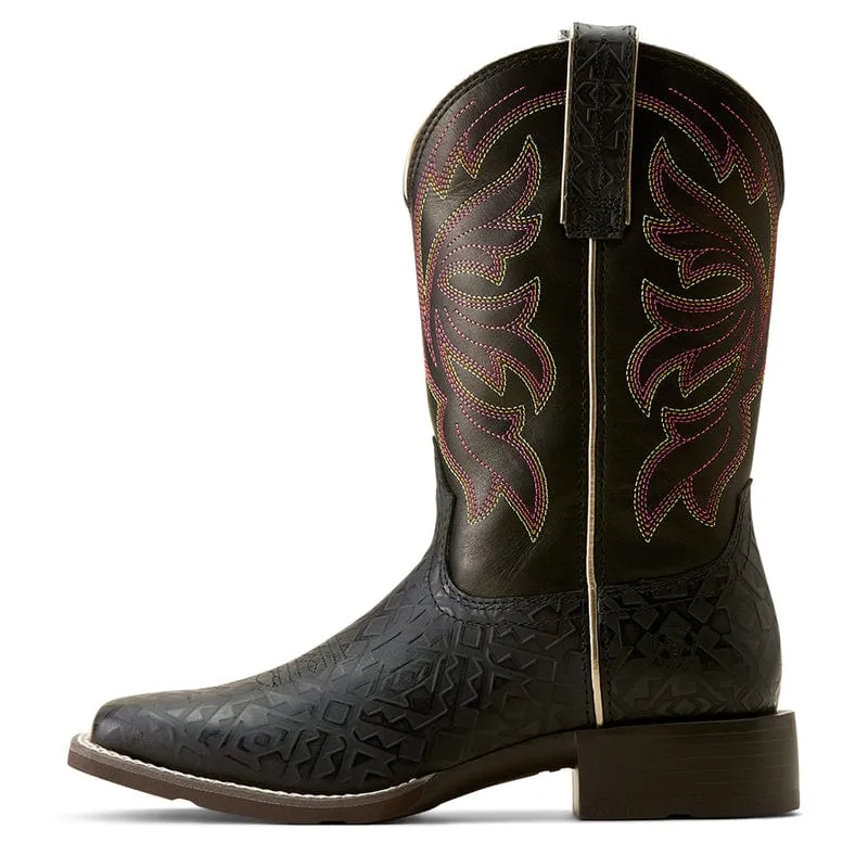 Ariat Women's Buckley Black Blanket Emboss Square Toe Western Boots 10050885