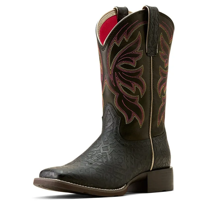 Ariat Women's Buckley Black Blanket Emboss Square Toe Western Boots 10050885