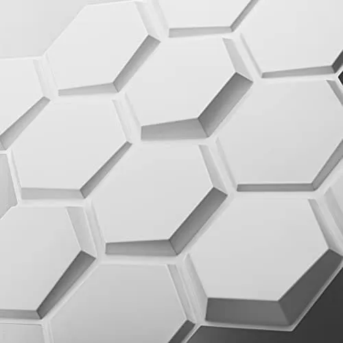 Art3d Textures 3D Wall Panels White Hexagon Design Pack of 12 Tiles 25.5 Sq Ft (PVC)