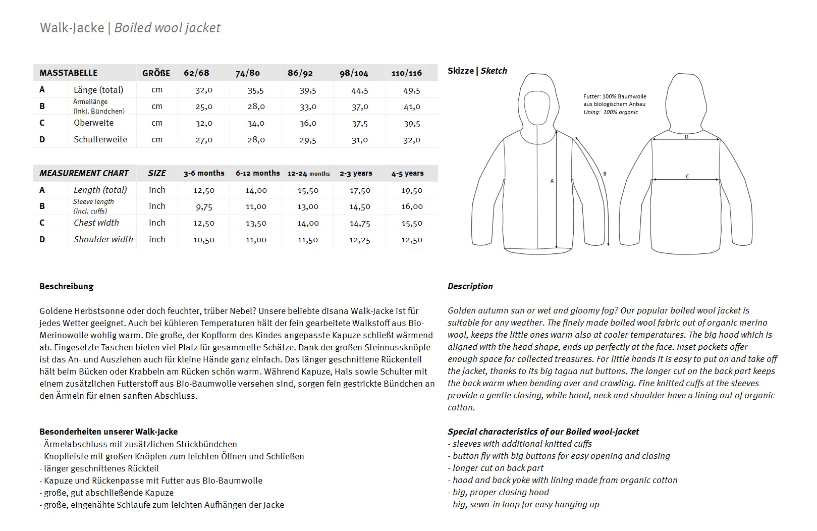 Boiled Wool Jacket (6-12m) *Retired Size