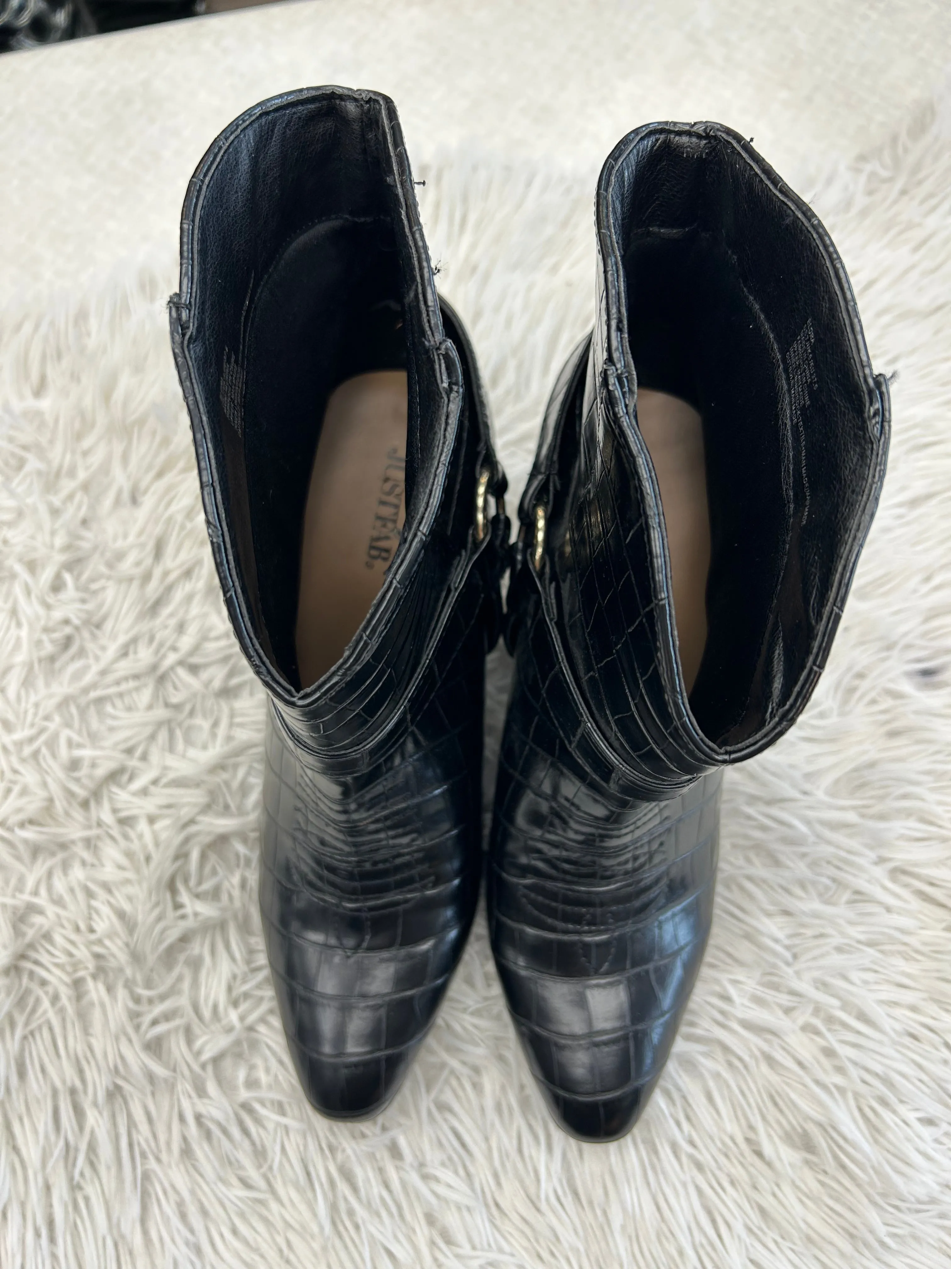 Boots Ankle Heels By Just Fab In Black, Size: 7