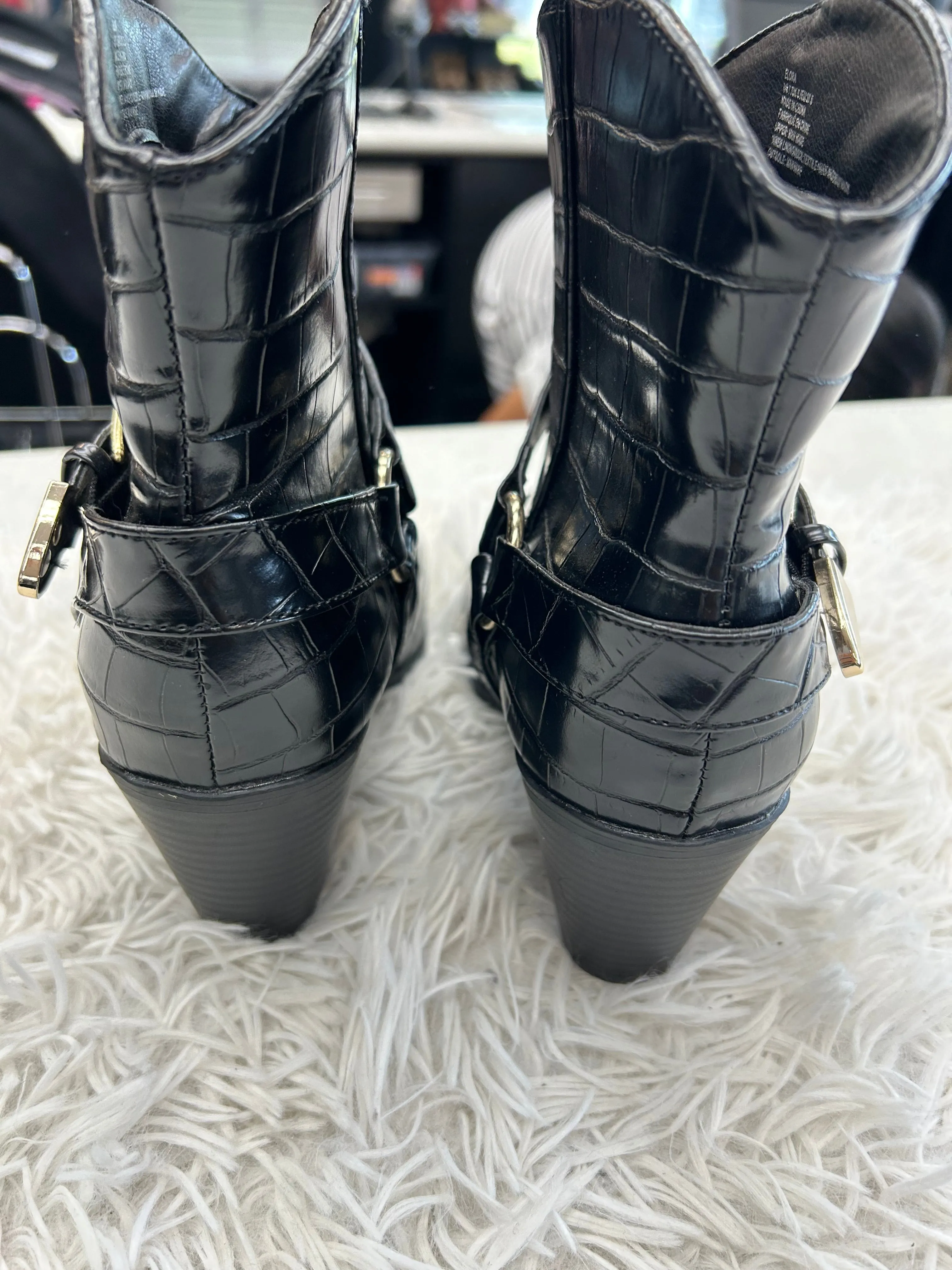 Boots Ankle Heels By Just Fab In Black, Size: 7