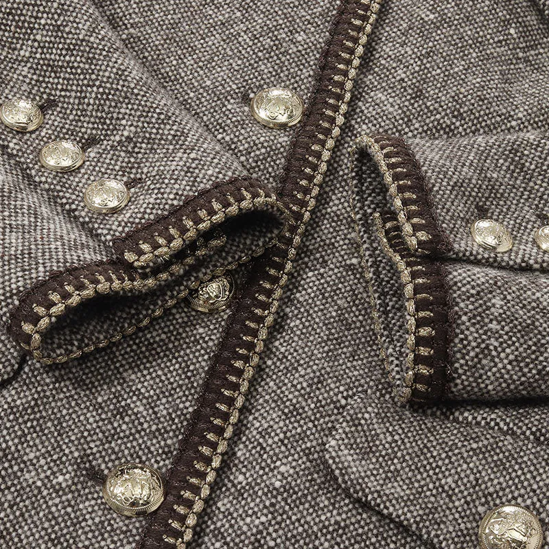 Brown Wool Single-Breasted Women Jacket