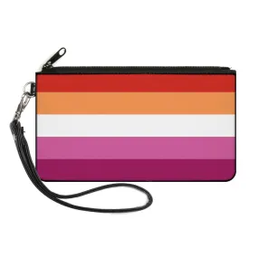 Canvas Zipper Wallet - SMALL - Flag Lesbian Five Stripe Oranges White Pinks by Buckle-Down