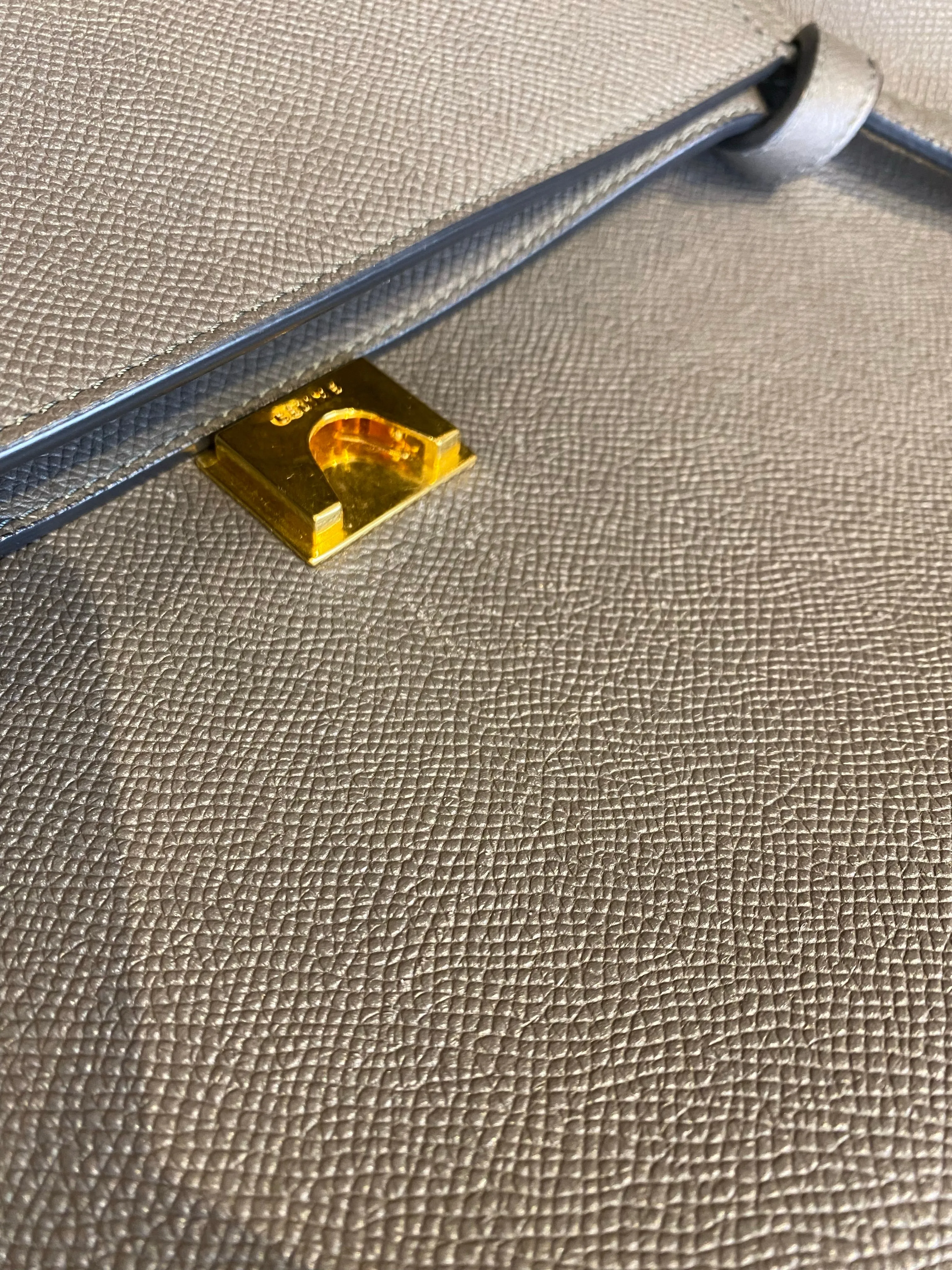 Celine Grey Textured Leather "Mini Belt Bag"