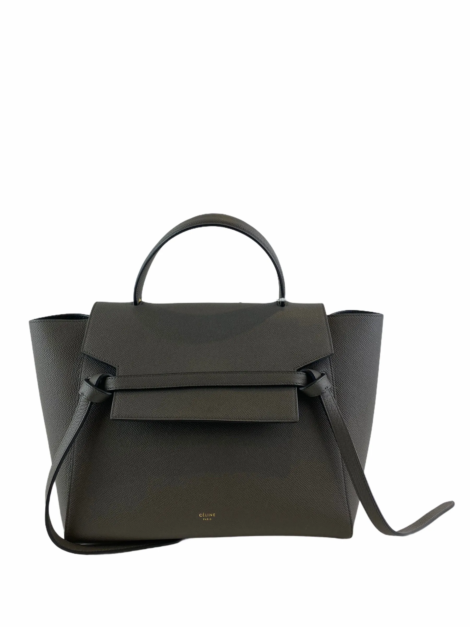 Celine Grey Textured Leather "Mini Belt Bag"