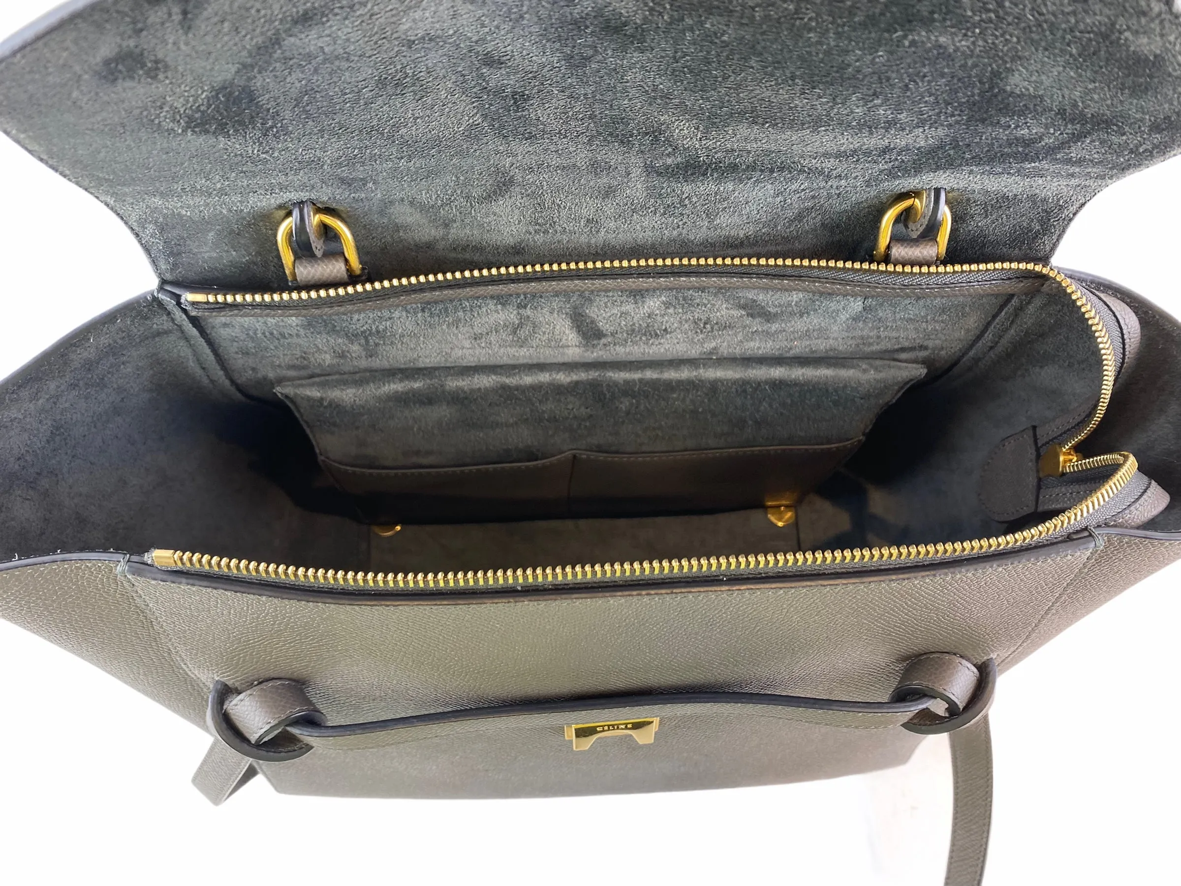 Celine Grey Textured Leather "Mini Belt Bag"