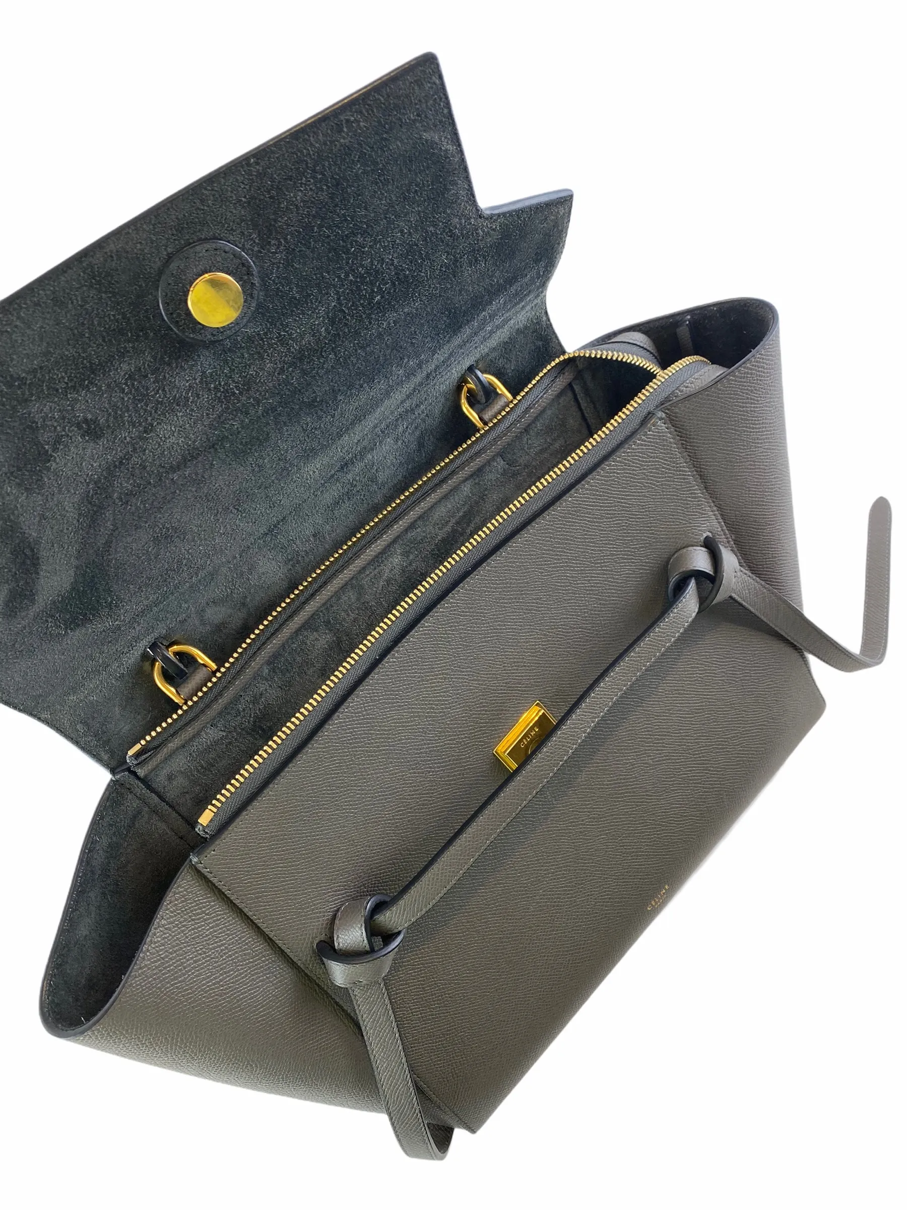 Celine Grey Textured Leather "Mini Belt Bag"