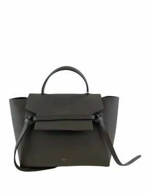 Celine Grey Textured Leather "Mini Belt Bag"