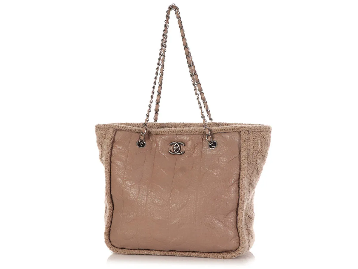 Chanel Tan Twisted Sheepskin and Wool Tote
