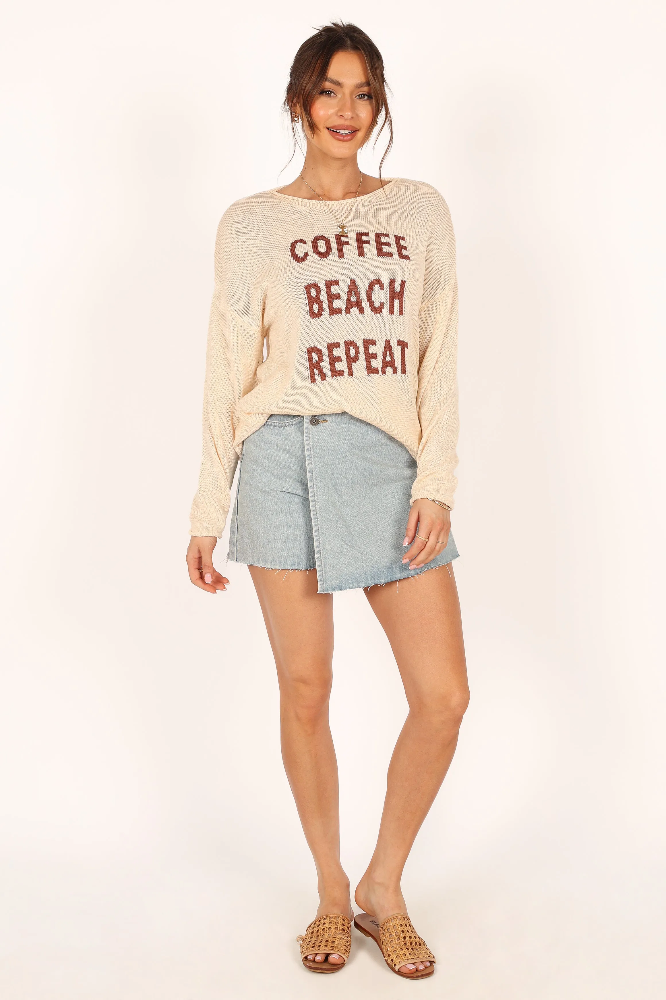 Coffee Beach Knit Sweater - Cream