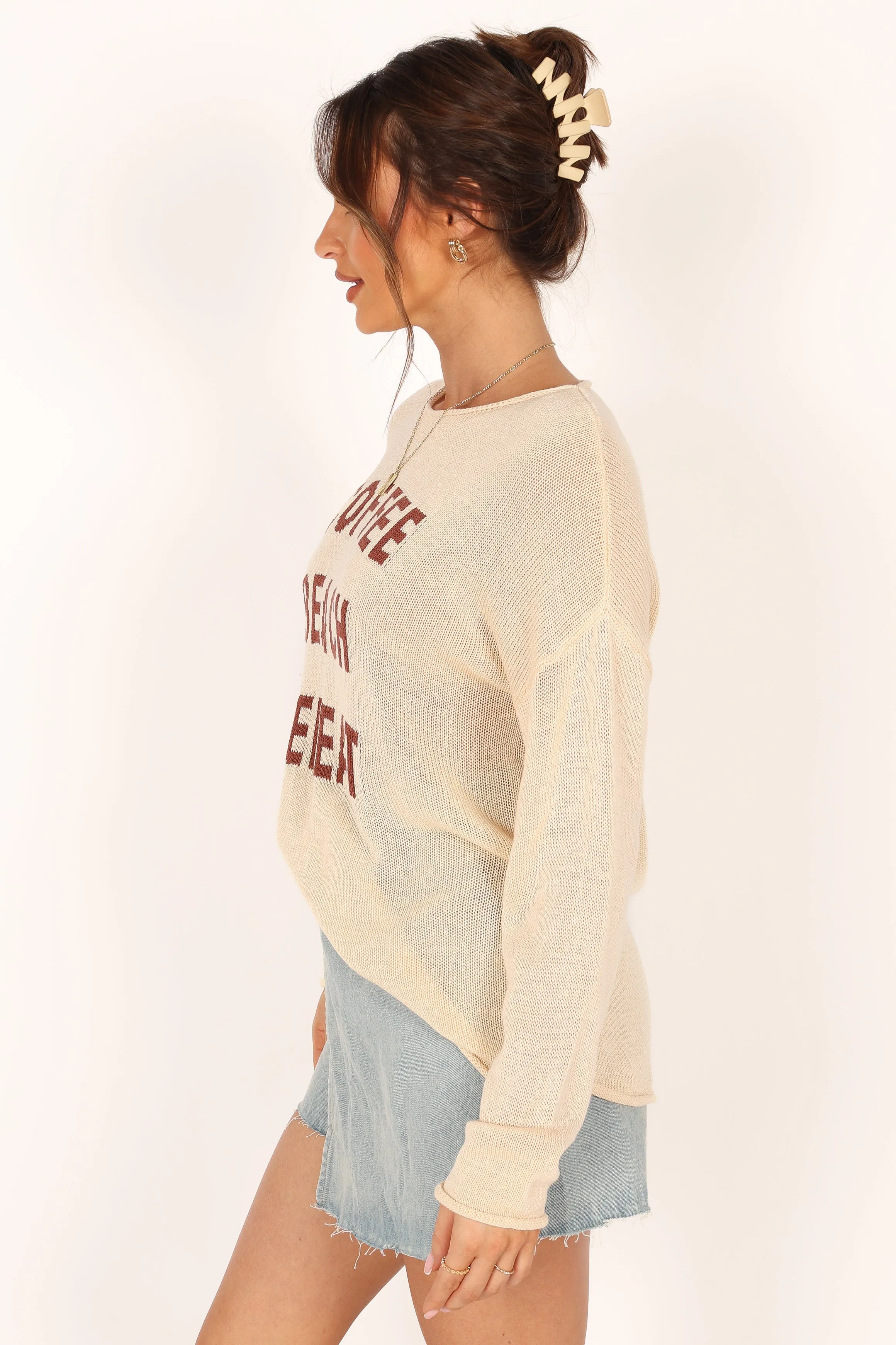Coffee Beach Knit Sweater - Cream