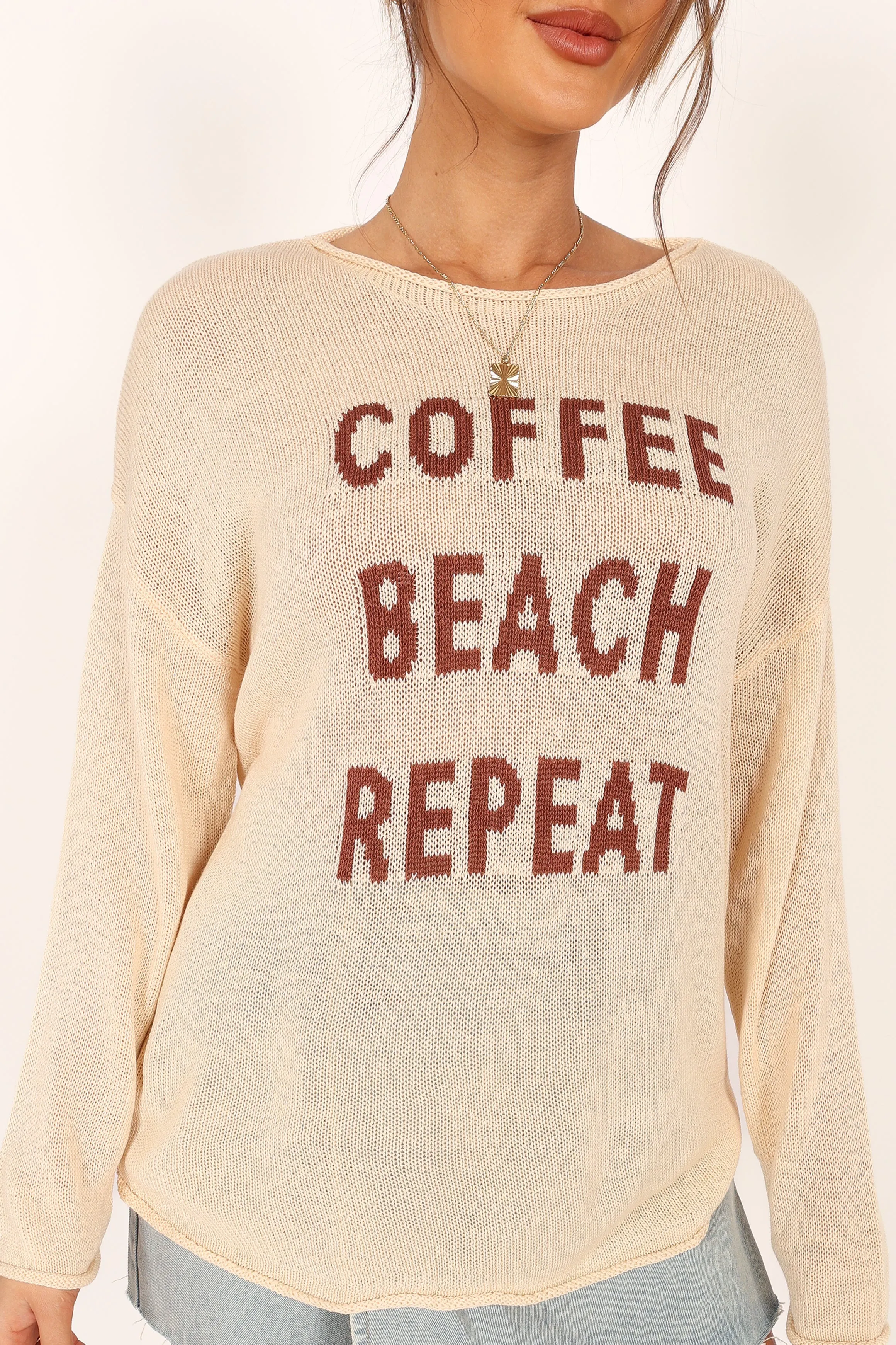 Coffee Beach Knit Sweater - Cream