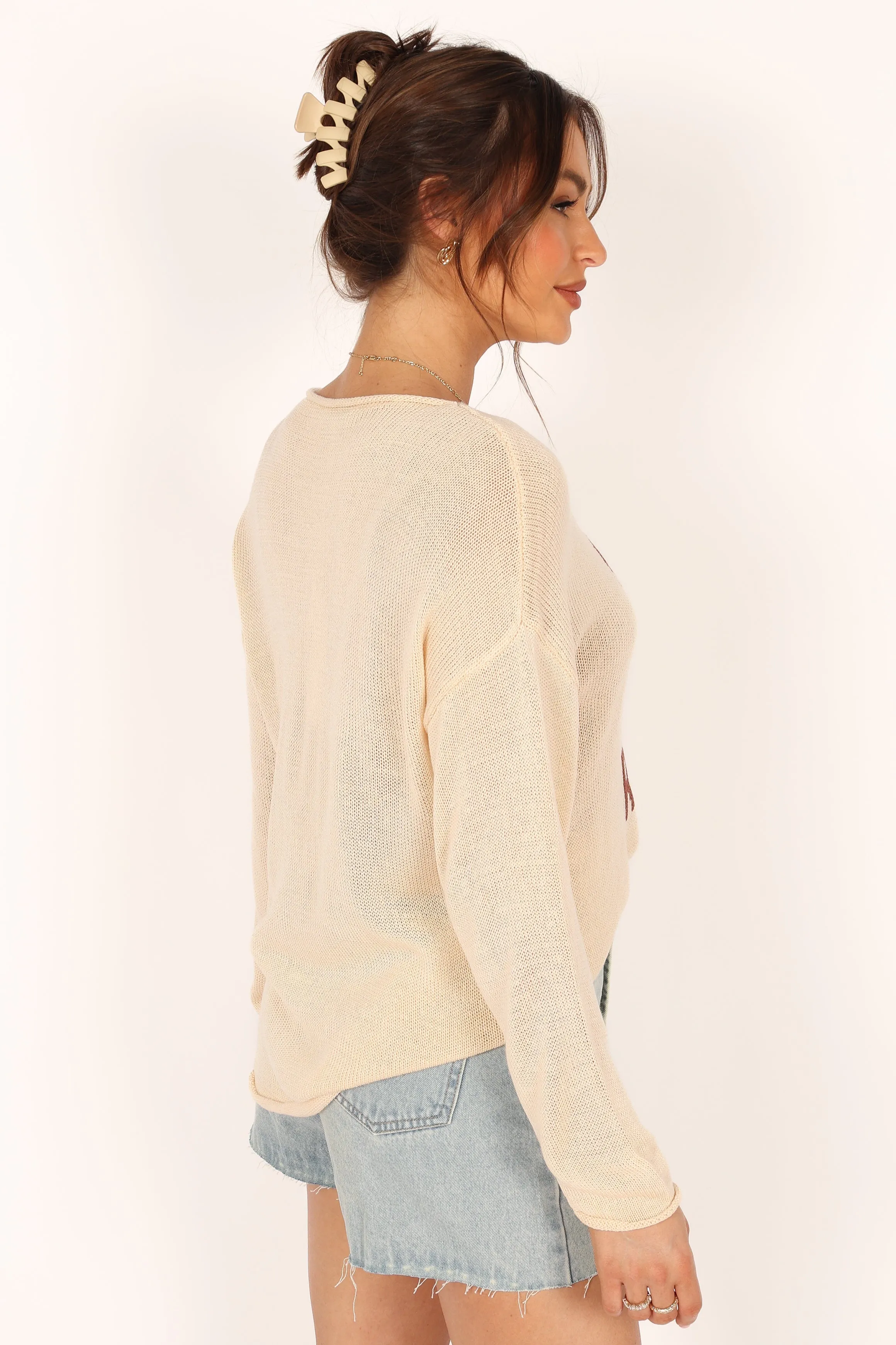 Coffee Beach Knit Sweater - Cream