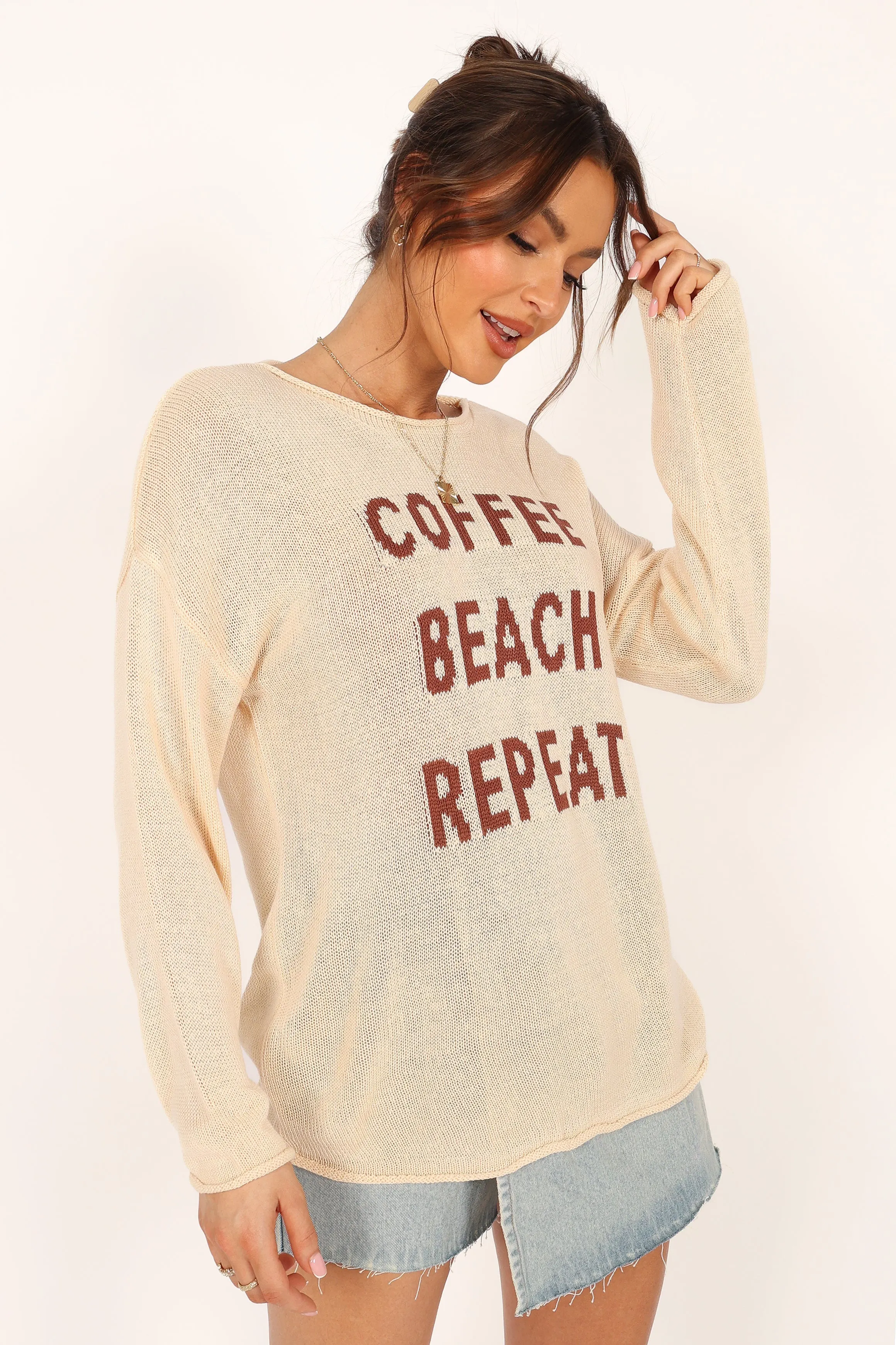 Coffee Beach Knit Sweater - Cream
