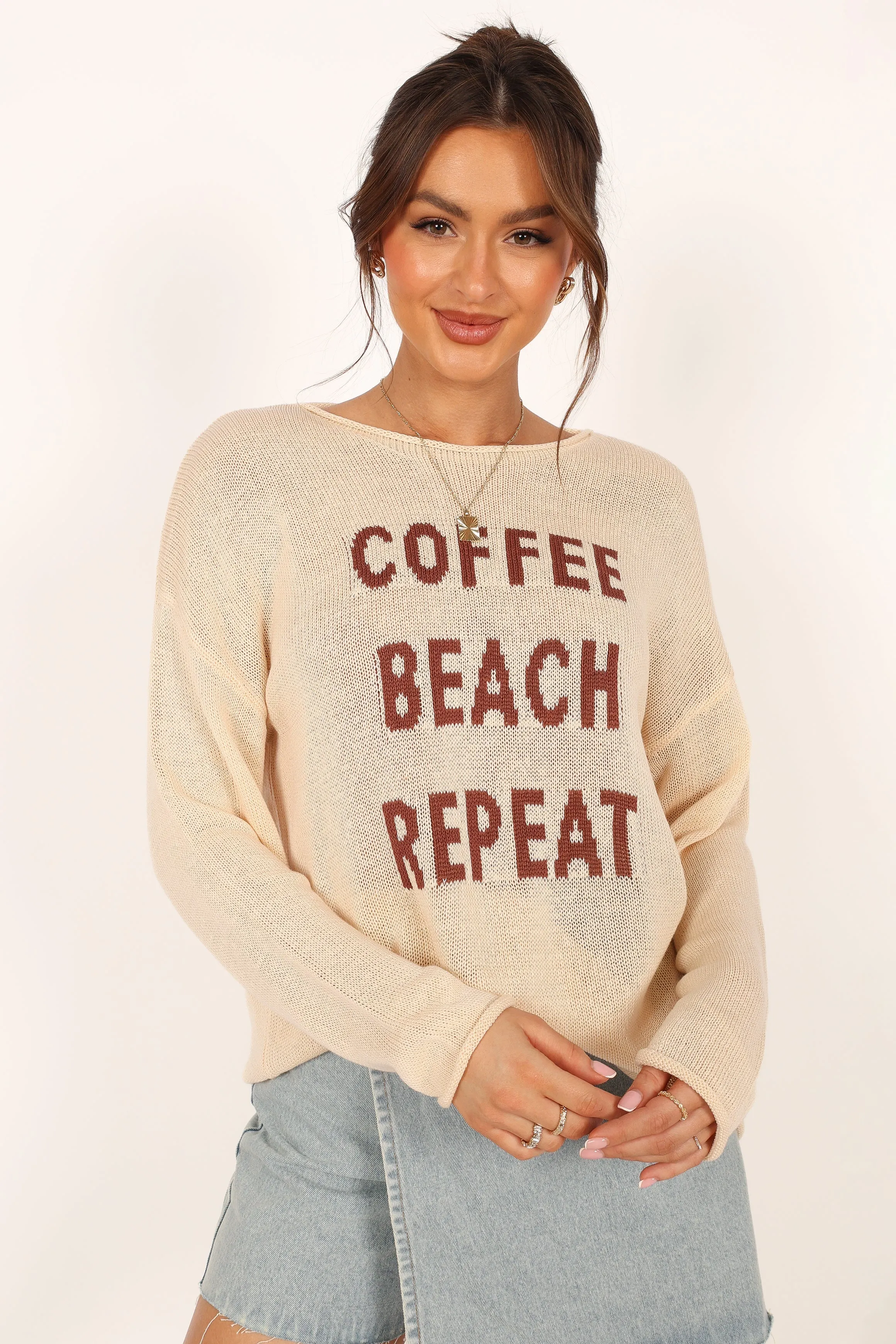 Coffee Beach Knit Sweater - Cream