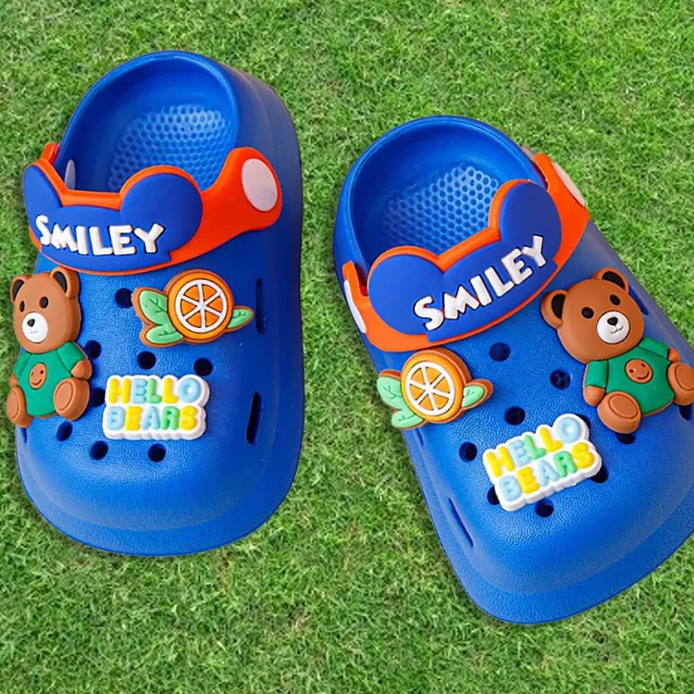 Dark Blue & Orange Bear, Slip on Clogs, Summer/Monsoon/ Beach Footwear for Toddlers and Kids, Unisex