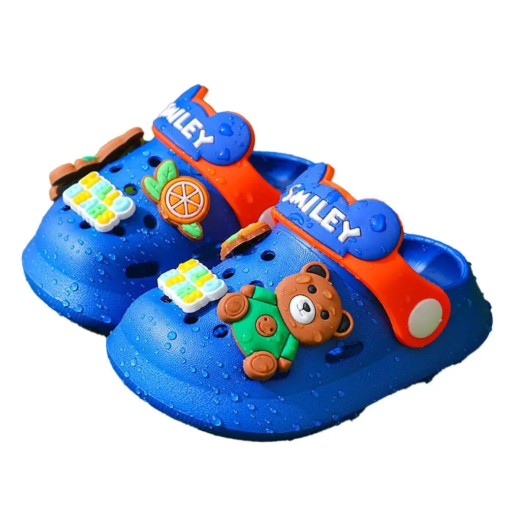 Dark Blue & Orange Bear, Slip on Clogs, Summer/Monsoon/ Beach Footwear for Toddlers and Kids, Unisex