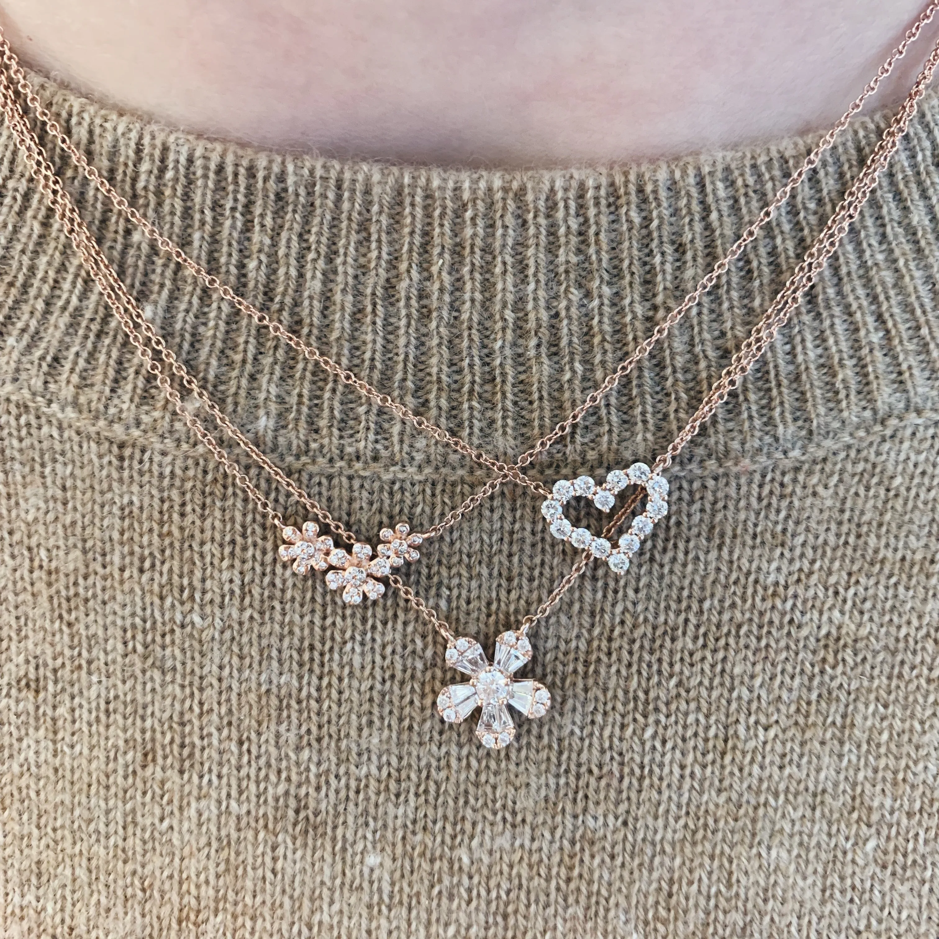 Diamond Flower Cluster Necklace