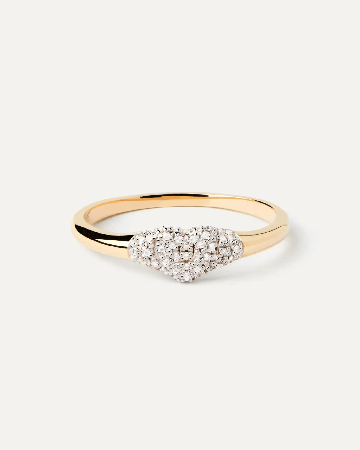Diamonds and Gold Super Heart Stamp Ring