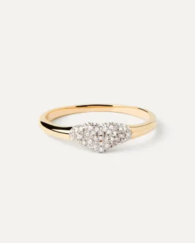 Diamonds and Gold Super Heart Stamp Ring
