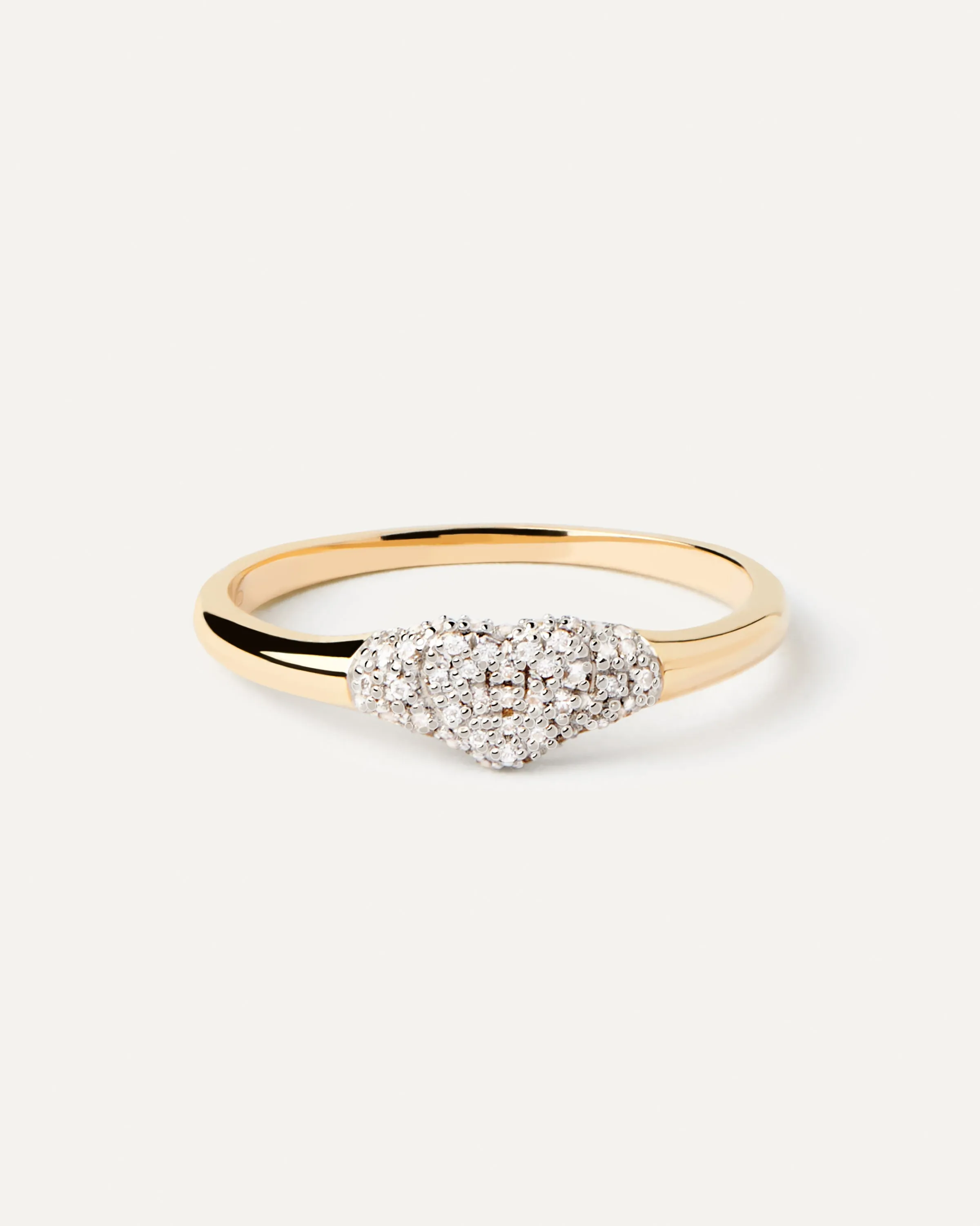 Diamonds and Gold Super Heart Stamp Ring