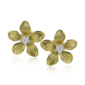 Flower Stud Earrings in 18k Gold with Diamonds