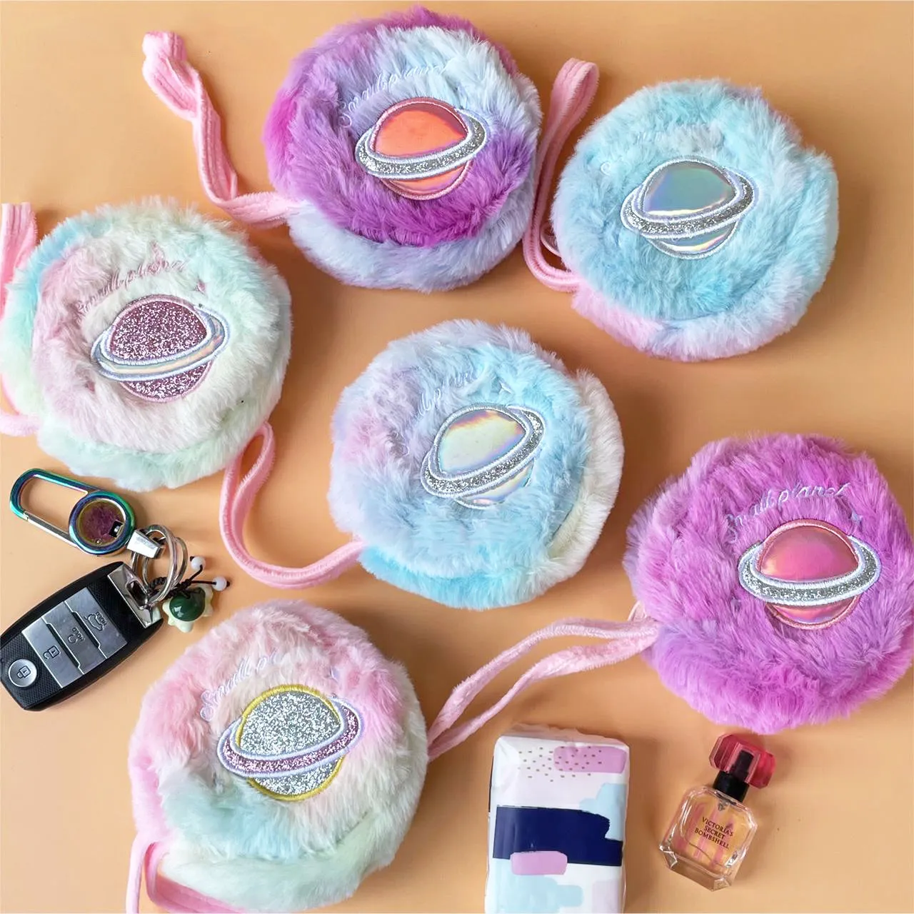 Fur Plush Travel Pouch - Planet