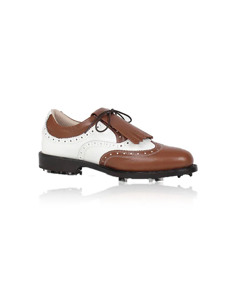 Giclee Unisex Classy Combi Premium Leather Golf Shoes - Brown