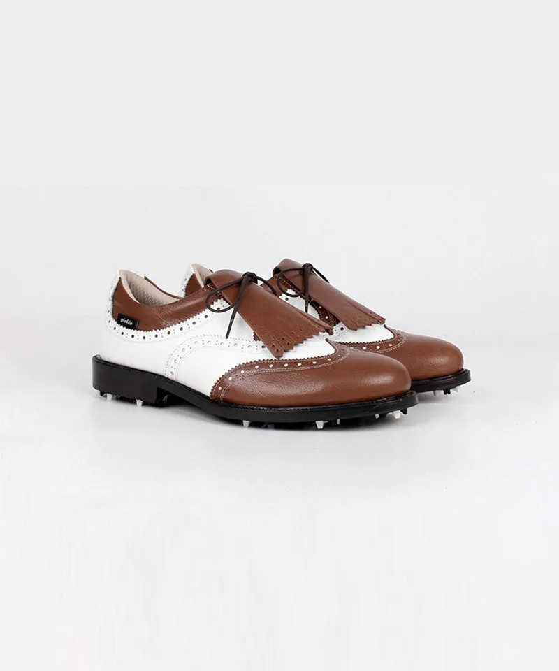 Giclee Unisex Classy Combi Premium Leather Golf Shoes - Brown