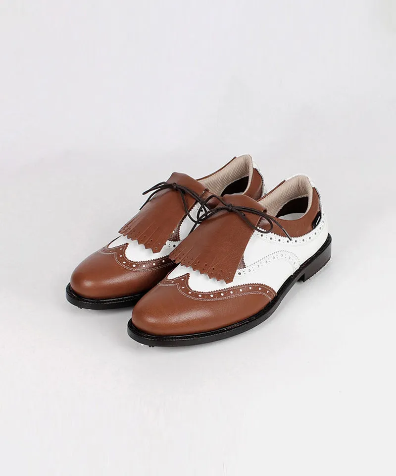 Giclee Unisex Classy Combi Premium Leather Golf Shoes - Brown