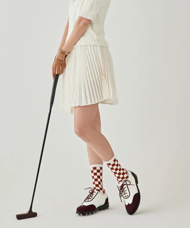 Giclee Unisex Classy Combi Premium Leather Golf Shoes - Brown