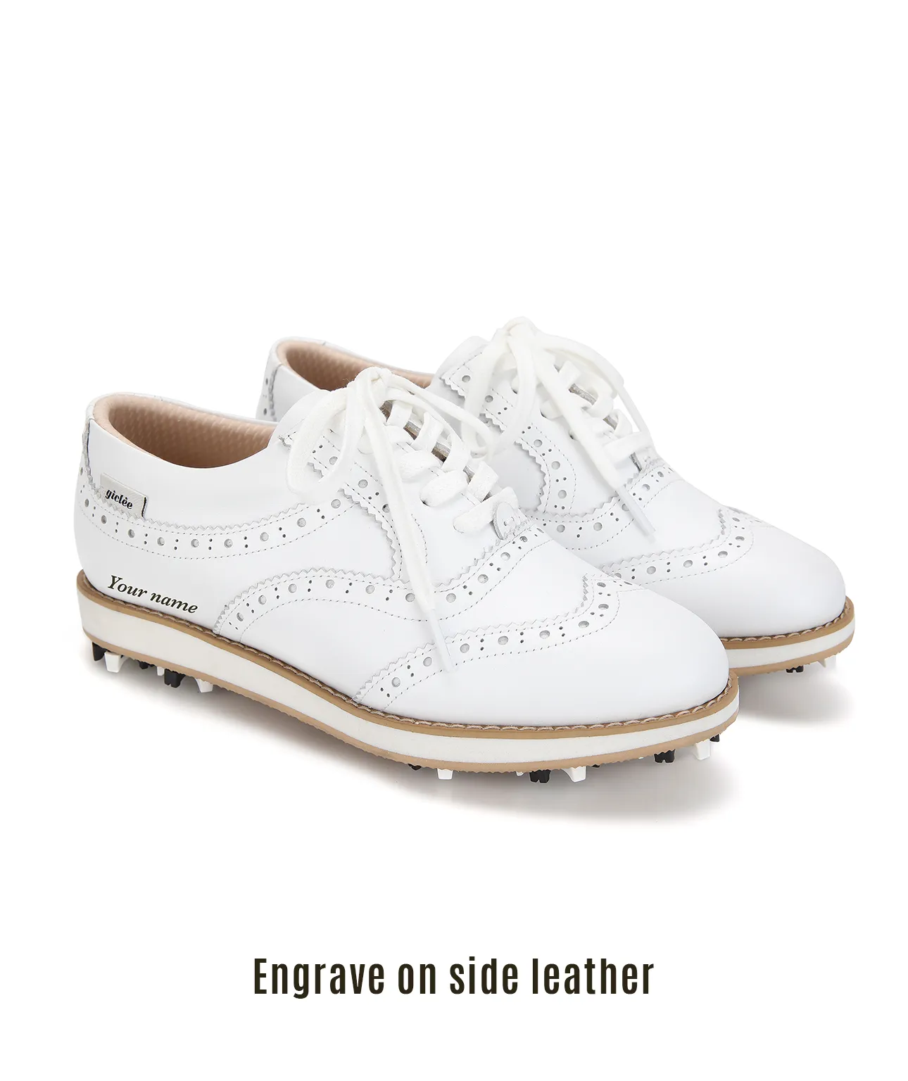 Giclee Unisex Classy Combi Premium Leather Golf Shoes - Brown