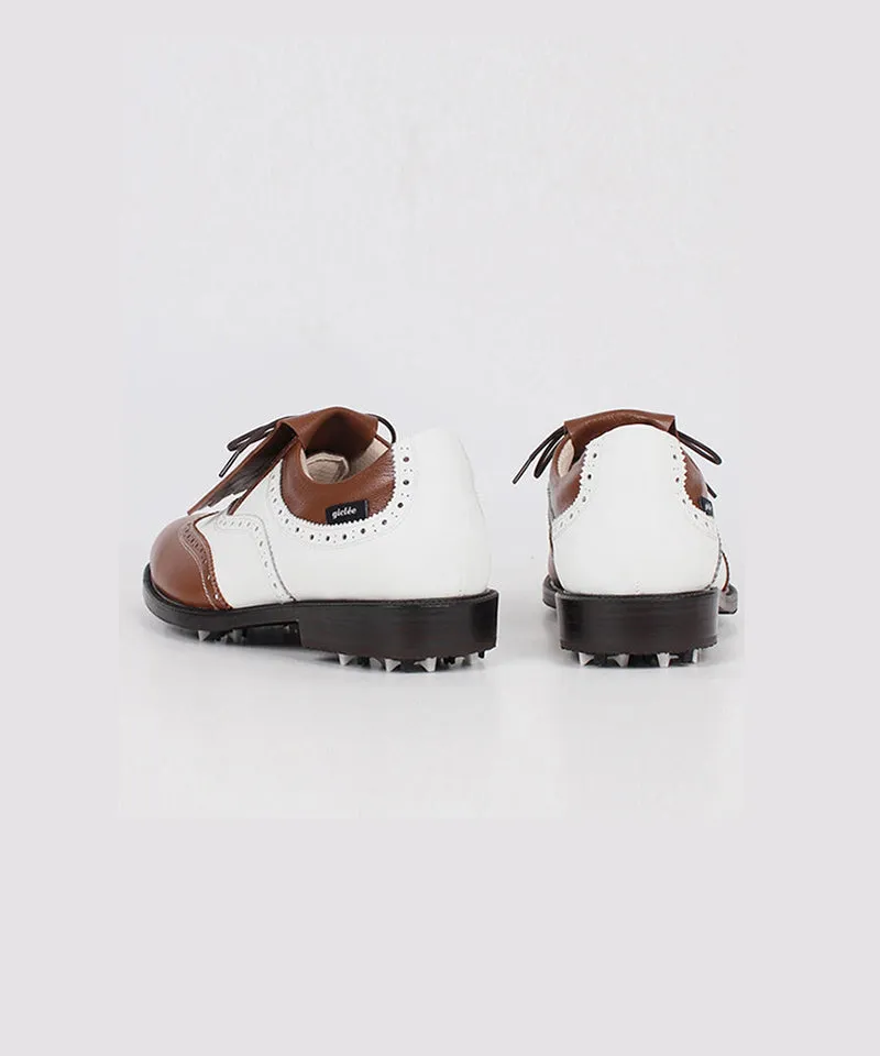 Giclee Unisex Classy Combi Premium Leather Golf Shoes - Brown