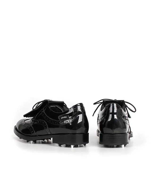 Giclee Unisex Classy Patent Premium Leather Golf Shoes - Black