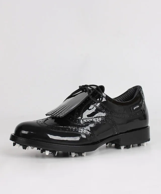 Giclee Unisex Classy Patent Premium Leather Golf Shoes - Black