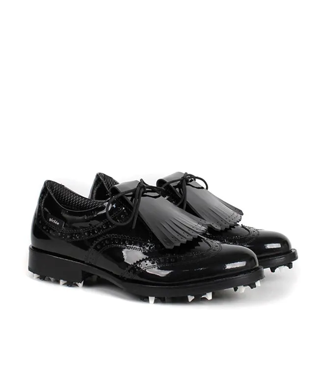 Giclee Unisex Classy Patent Premium Leather Golf Shoes - Black