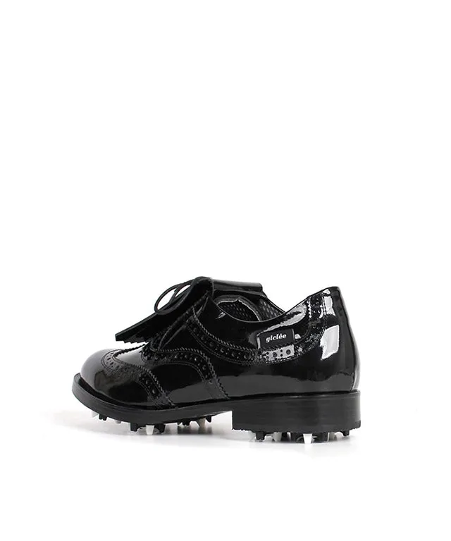 Giclee Unisex Classy Patent Premium Leather Golf Shoes - Black
