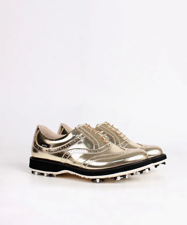 Giclee Unisex No.21 Premium Leather Golf Shoes - Gold