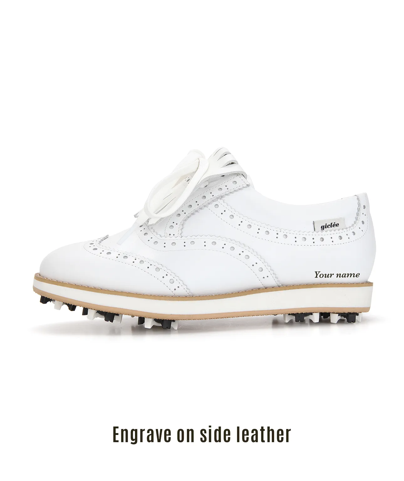 Giclee Unisex Oldies Goodies Premium Leather Golf Shoes - Brown