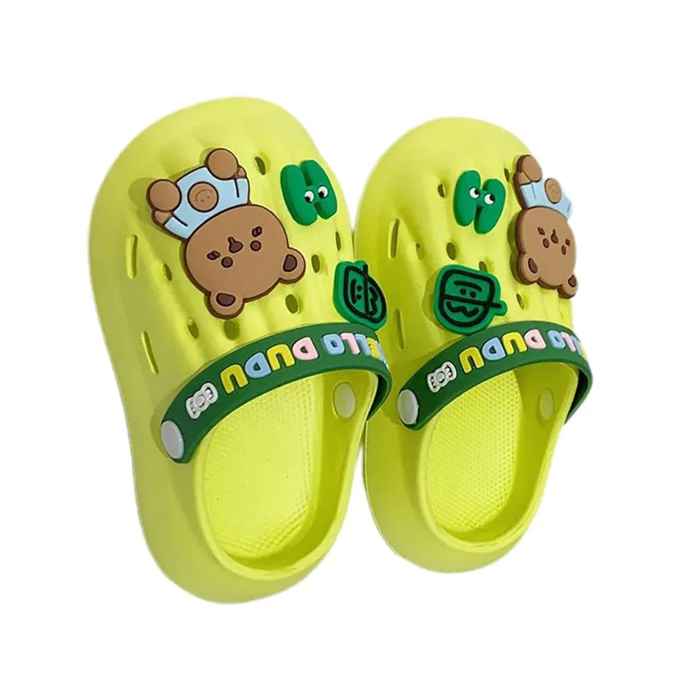 Green & Dark Green Big Bear Slip on Clogs, Summer/Monsoon/ Beach Footwear for Toddlers and Kids, Unisex