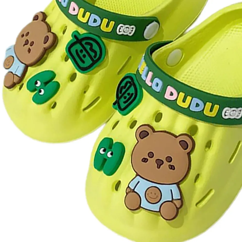 Green & Dark Green Big Bear Slip on Clogs, Summer/Monsoon/ Beach Footwear for Toddlers and Kids, Unisex